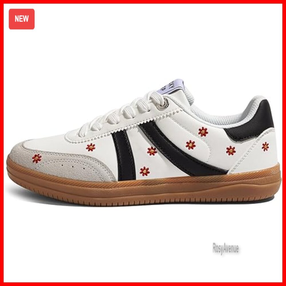 Retro Floral Embroidery Sneakers, Slip-Resistant, Lightweight, Comfortable